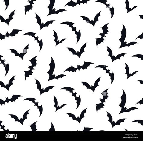 Vector Seamless Pattern Swarm Of Bats On White Background Beautiful