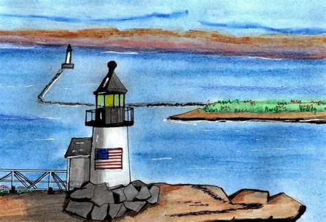 Brant Point Lighthouse Drawing By Paul Meinerth Fine Art America