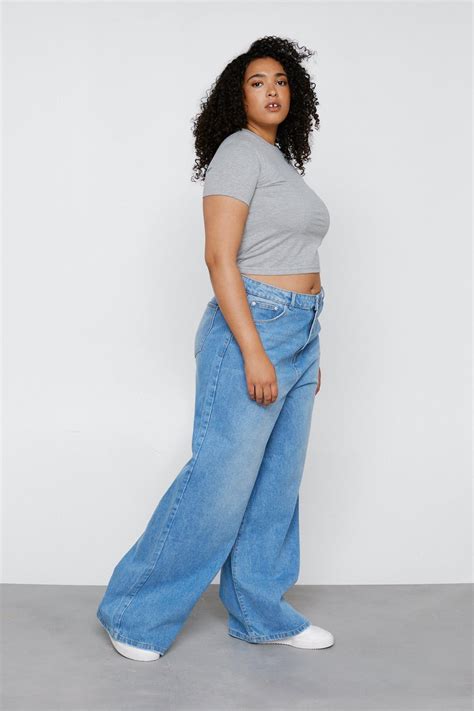 Plus Size Denim Wide Leg Baggy Jeans Sitesunimiit