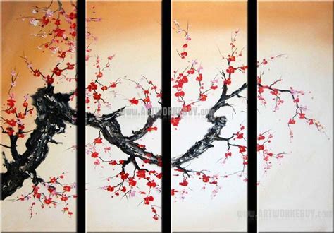 Modern Oil Painting Cherry Blossom Abstract Art Canvas