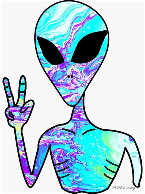 Trippy Alien 2 Sticker By Fosodesigns Redbubble