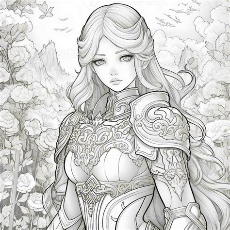 Fantasy Anime Girl Coloring Pages 26602511 Stock Photo At Vecteezy