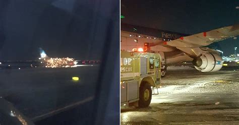 Plane Catches Fire At New Yorks John F Kennedy Airport World News