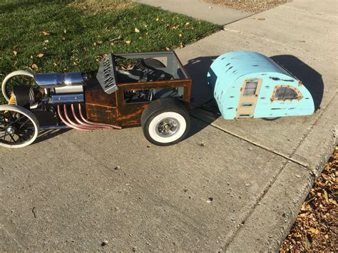 Custom Mini Rat Rod And Trailer Display Go Kart Radio Flyer Wagons