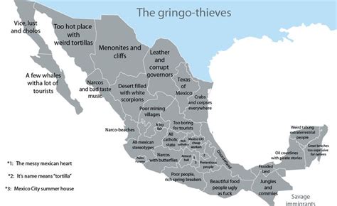 Mexican Stereotypes By State Map Mexico Mexicans