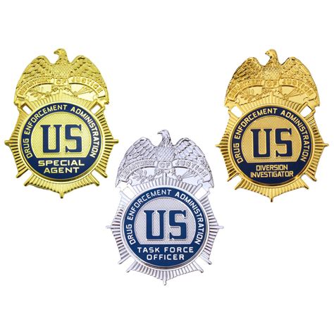 3 Dea Us Drug Enforcement Administration Badges Set Coin Souvenir