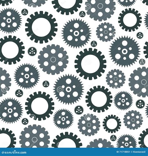 Seamless Pattern Of Gears Stock Vector Illustration Of Backdrop 71718851