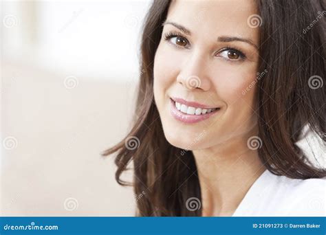 Happy Smiling Beautiful Brunette Woman Stock Image Image Of Perfect