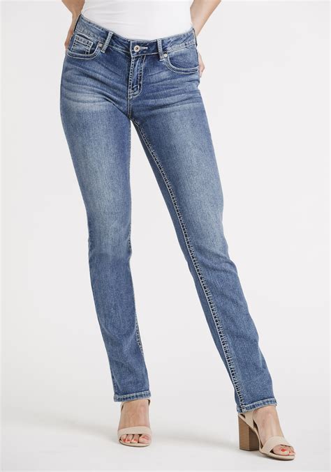 Womens Light Wash High Rise Straight Jeans Warehouse One