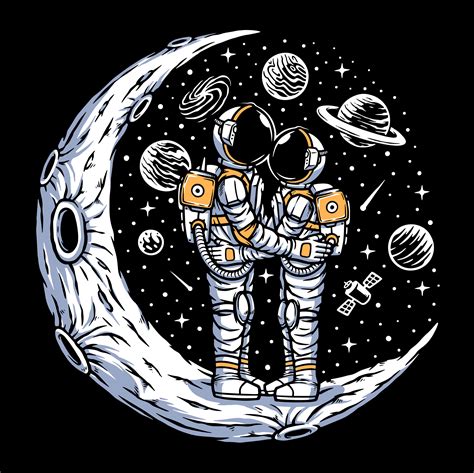 Pareja En La Luna Astronauta Dise O Espacial Transparente Bg Etsy