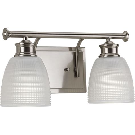 Lucky Collection Two Light Brushed Nickel Frosted Prismatic Glass Coastal Bath Vanity Light