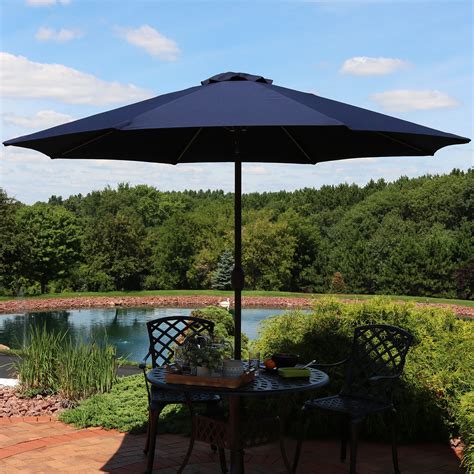 Sunnydaze Sunbrella Patio Umbrella With Auto Tilt And Crank 9 Foot