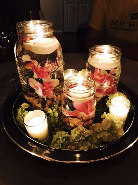 Diy Floating Candle In Mason Jar Centerpiece Christmas Jars