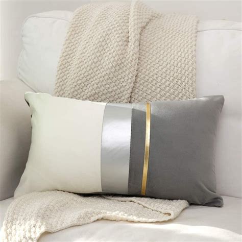 Velvet Lumbar Patchwork Throw Pillow Covergold Striped Leather Cushion