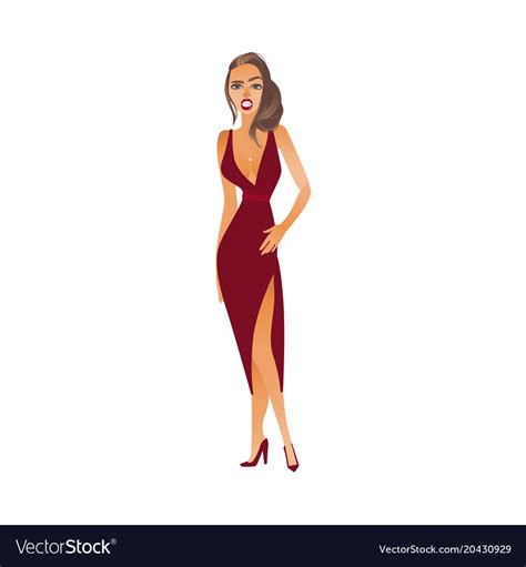 cartoon woman sexy red dress angry royalty free vector image