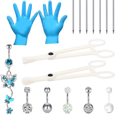 16pcs Belly Button Piercing Kit14g Body Piercing Needles And Disposable Piercing