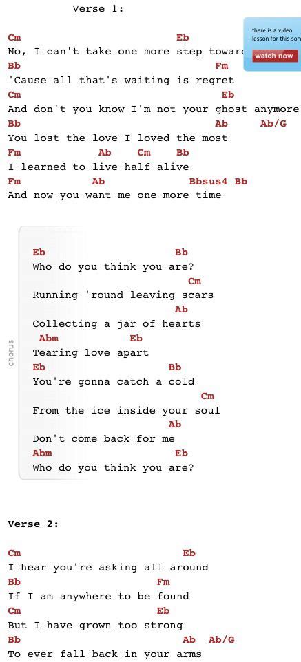Guitar Chords For Jar Of Hearts