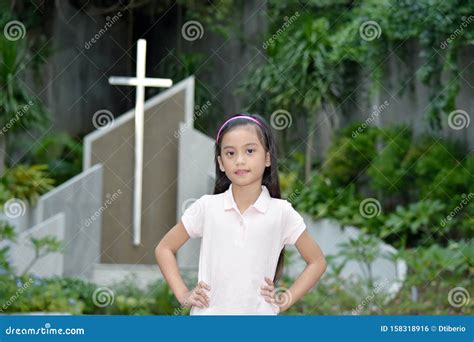 Proud Christian Filipina Adolescent At Church Stock Photo Image Of