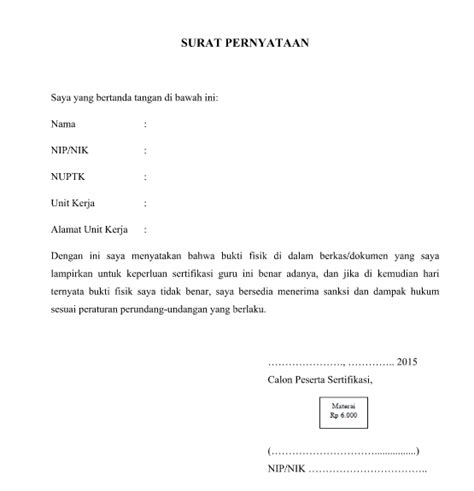 Contoh Format Surat Pernyataan Keabsahan Berkas Wiki Edukasi