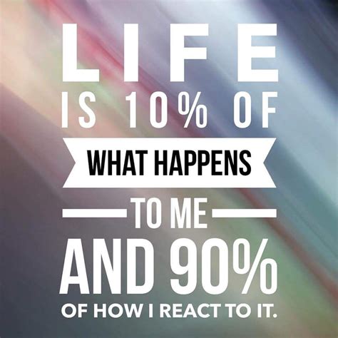 Life Is 10 Of What Happens To Me And 90 Of How I React To It