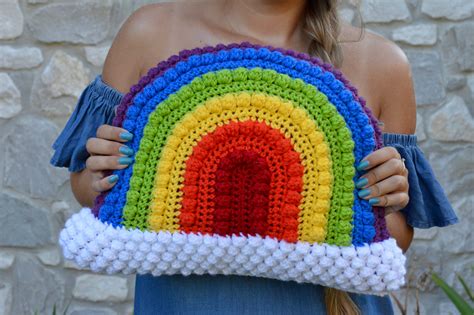 Rainbow Pillow, Crochet Rainbow Pillow, Rainbow Baby, Rainbow Baby Nursery Decor, Rainbow Room ...