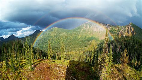 Download Wallpaper 3840x2160 Rainbow Trees Mountains Landscape