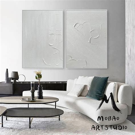 White Textured Wall Art Paintingwhite Abstract Paintingwhite Etsy