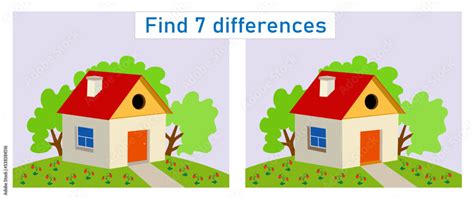 Find 7 Differences Logic Puzzle Game For Children Preschool Worksheet
