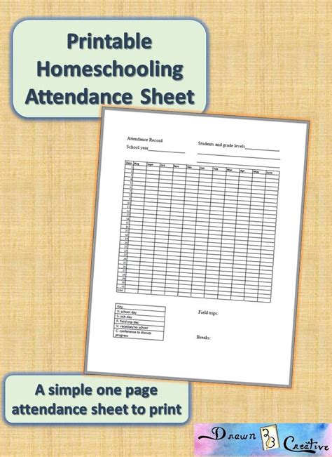Printable Homeschooling Attendance Sheet And Blank Lesson Planner