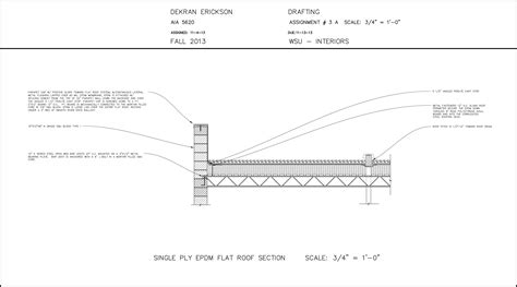 Flat Roof Section Elevation For Aia 5620 At Wayne State Univ