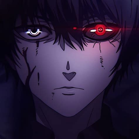 An Anime Character With Red Eyes Staring At The Camera