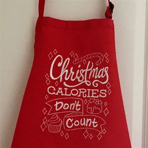 Christmas Apron Christmas Calories Dont Count Christmas Aprons Embroidered Apron Cricut