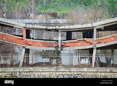 Wreckage After Demolition Of A Building With Dynamite Stock Photo Alamy