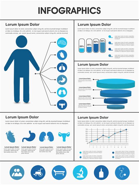 Stylish Healthcare Infographics With Human Body Internal Body Organs