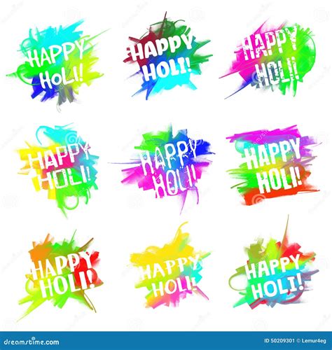 Happy Holi Set Stock Vector Illustration Of Congratulation 50209301