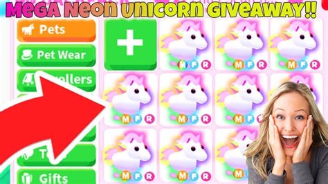 Mega Neon Unicorn Giveaway Winner Roblox Adopt Me Youtube