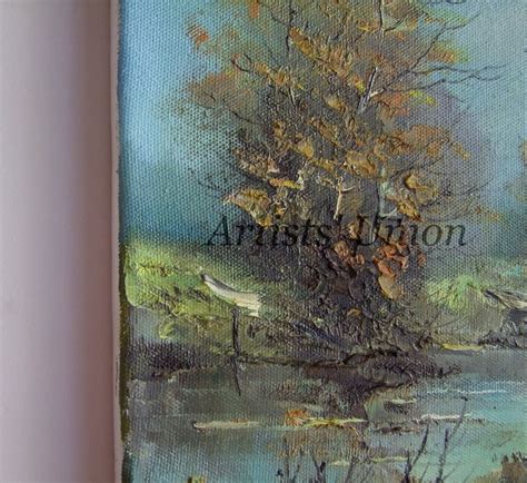 Autumn Landscape River Original Oil Painting Impasto European Artist