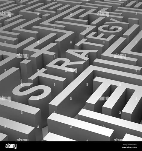 Strategy Word In Maze Shows Blueprint Guide Or Plan Stock Photo - Alamy