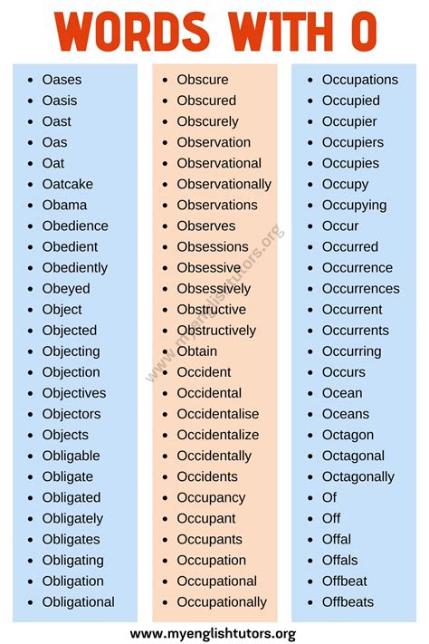 Words That Start With O List Of 240 O Words With Useful Examples My