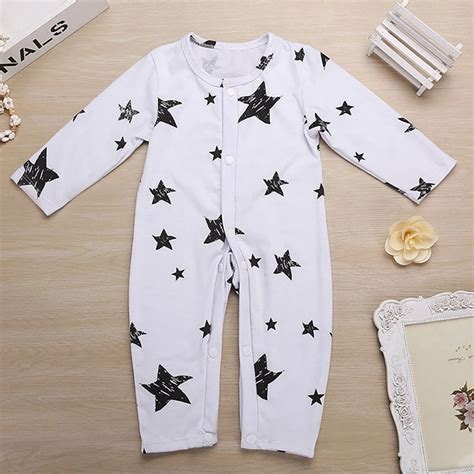 2017 New Baby Infant Toddler Kids Rompers Star Print Long Sleeve
