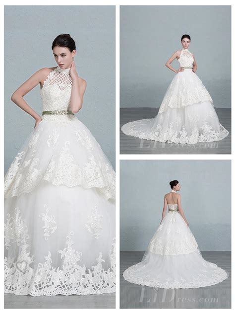 Halter Neckline Lace Ball Gown Wedding Dress 2553038 Weddbook