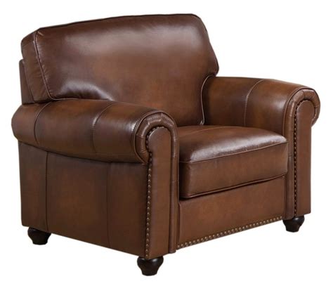 Shop nailhead armchairs in a variety of styles and designs to choose from for every budget. Royale Olive Brown Genuine Leather Armchair With Nailhead Trim