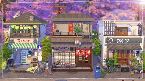 Japanese Shopping Street The Sims 4 Speed Build Youtube