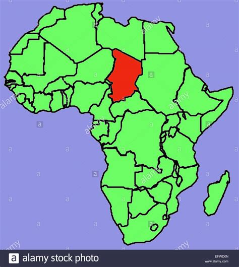 Green Map Of African Continent Red Area Is Chad Republic Of Chad