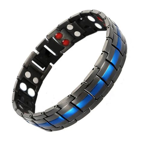 Mens Titanium Steel Magnetic Therapy Bracelet With Double Strong