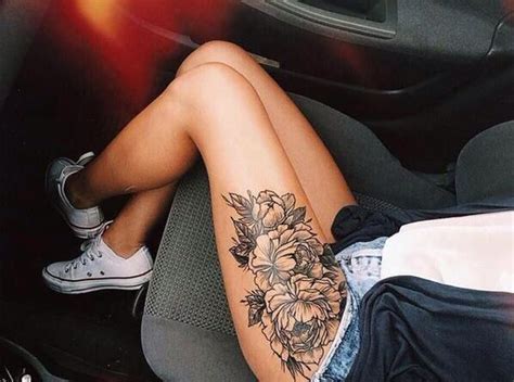Beautiful Thigh Tattoo With Images Thigh Tattoo Designs Tattoos Hot Tattoos