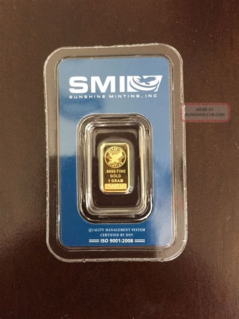 1 Gram Gold Sunshine Minting Bar 9999 Fine