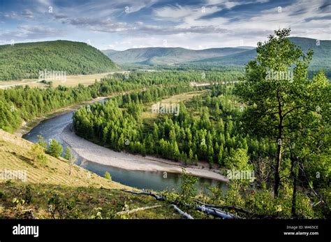 View Above Oka River Russian Nature Buryatia Siberia Stock Photo Alamy