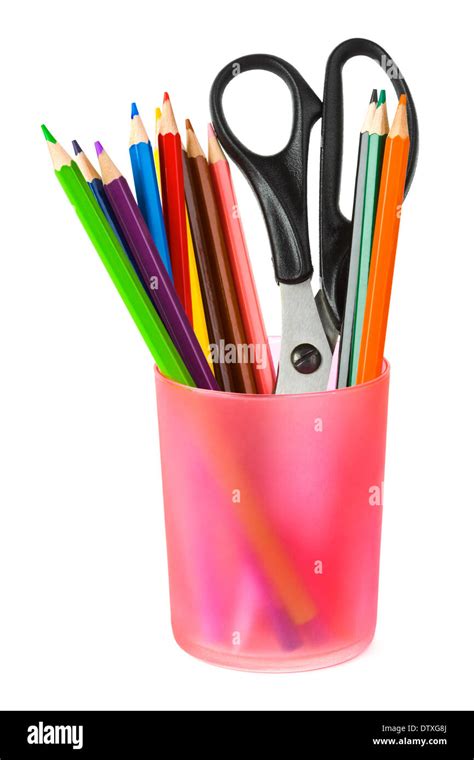 Pencils And Scissors In Glass Stock Photo Alamy