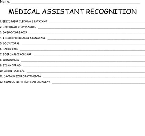 Medical Assistant Recognition Word Scramble Wordmint